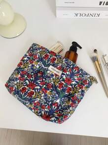 1 pièce/set Sac de maquillage avec imprimé floral tout-sur-over, grande capacité, organisateur cosmétique multifonctionnel, portefeuille, pochette pour tampons, rangement portable pour pinceaux de maquillage avec fermeture éclair pour cosmétiques, soins de la peau, crème solaire, bijoux, serviettes hygiéniques, petits articles pour usage domestique, voyage, vacances et école. Sac de maquillage, organisateur cosmétique, cadeaux de mariage pour demoiselles d'honneur, cadeaux pour maman, cadeaux d'anniversaire, cadeaux pour amis, cadeaux pour enseignants
