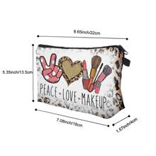 3D Printed Polyester Women Makeup Bag, Portable Toiletry Organizer, Fashion Peace & Heart Design Pillow Shape Cosmetic Bag, Festival Gift Travel Storage Pouch
