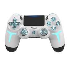 GAMINJA GAMINJA P412 Wireless Game Controller, Compatible With PS4/PS4 Slim/PS4 Pro/PC, RGB Multimode Lighting Effects, Dual Vibration, Speaker, Six-Axis Gyroscope, Headphone Jack, Touchpad And LED Light Board & Stripe