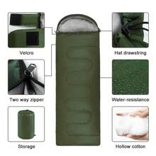 NetHong Single Sleeping Bag Waterproof Outdoor Camping Hiking Envelope Zip Bags 3 Season - Green - View 7
