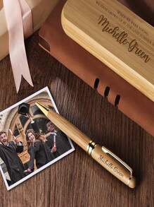 Customizable Ballpoint Pen, Bamboo & Metal Pen, Creative Logo Gift, Suitable For Office, Back To School, Wedding, Holiday Gifts For Parents, Colleagues, Friends