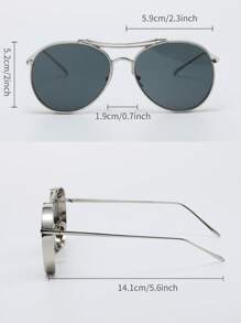 Women Men Ladies' Retro Oversized Aviator Silver Metal Fashion Glasses, UV400 Sun-Shading Sunglasses Shades For Big/Large Faces, Ideal For Summer Driving & Travel