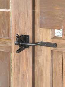 1 set de Loquet de porte en acier au carbone chromé à charnière longue, Loquet de porte de clôture autoverrouillant à levier de gravité automatique pour porte de clôture en bois, Gâches de porte de clôture (1 levier de verrouillage + 1 tête de verrouillage + 6 vis), Ensemble de serrure de charnière de clôture en acier au carbone - Goupilles en fer argenté, Loquet de jardin et de porte à usage multiple avec vis incluses, Loquet de portail automatique avec boulon pour clôture de pâturage, jardin, Clapet de rattrapage automatique en acier au carbone pour fourniture de matériel de clôture de jardin