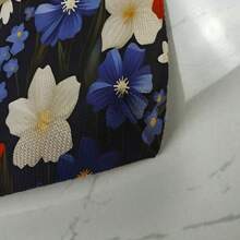 1 pieza Bolsa de maquillaje con estampado de girasol, estuche de cosméticos con flores rojas, blancas y azules, adecuado como regalo de festival