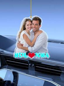 1/2Pcs Custom Hanging Car Photo Frames, Personalized Photo Name Pendant Car Accessories, Customized Photo Car Ornament, Customizable Car Photo Decor Accessories, Rear View Photo Gift, Anniversary Gift, Car Mirror Hanging Ornament, Car Charm - Style a - View 6