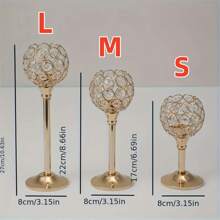 3-Pieces Elegant Crystal Candle Holders - Versatile, Silver CenterpiecePolished Finish For Wedding Decor, Table Centerpieces & Home Ambiance Gifts Birthday Graduation