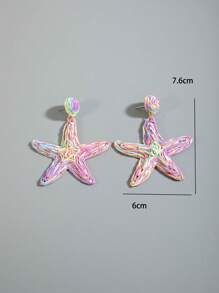 1 Pair Bohemian Style Alloy Rattan Woven Earrings With Butterfly, Starfish & Floral Geometric Pattern, Versatile Design For Beach Party Gift, Summer (Earring Post Color Random)