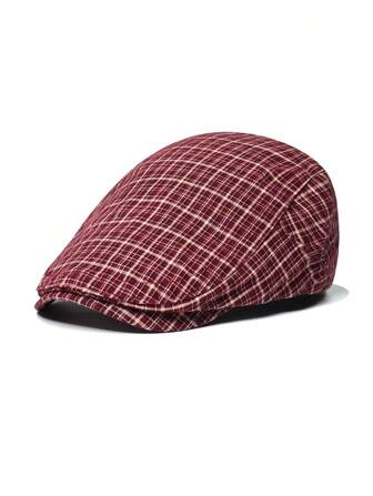 1 Pc British Retro Plaid Forward Cap, Fashion Casual Painter Beret Cap
