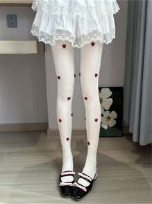 1pc hartvormige panty, schattige witte panty, modieuze skinny leggings