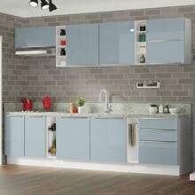 Madesa Gabinete Cocina Completa 300cm Lux Sabrina Blanc/gris - Blanco y Gris - Ver 1