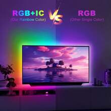 1 PC Colorful RGB-IC Light Strip For DIY, With Color Chasing Effect, USB Smart Wireless LED Light Strip Controlled By APP For Music Sync Color Changing, Suitable For TV, Computer, Bedroom, And Gaming Monitor, Home Decoration For Living Room, Halloween, Christmas, Wedding, Wall Decoration, Travel, Camping, Parties, Perfect Gift For Birthdays And Christmas