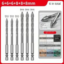 Four-Blade Serrated Eccentric Drill Bit, Suitable For: Tile/Concrete/Metal/Stainless Steel/Ceramic/Drilling, Ultra-Hard Special Electric Drill, High Hardness Dry Drilling, Specification Model: 6mm/8mm/10mm/12mm