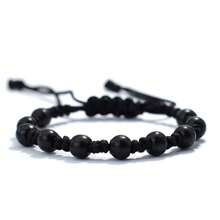 Antique Hand Braided Men Rope Bracelet Boho Black Brown Retro Round Wooden Bracelet For Men Armband Jewelry
