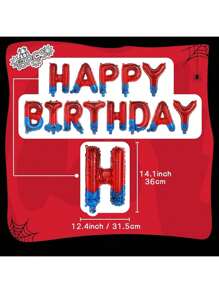 1 Set Spider-Themed 'Happy Birthday' Garland Party Decorations Balloons Letters Logo Super Hero Party Supplies, Boys