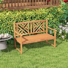 Lifezeal Patio Acacia Wood 2-Person Slatted Bench Outdoor Loveseat Chair Garden Natural - Reddish Brown - View 4