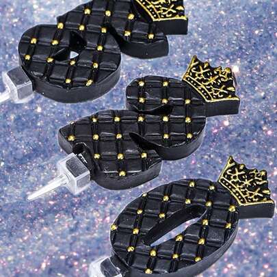 1 cái hình vương miện tinh tế màu đen và trắng 0-9 trang trí bánh cưới nến tiệc sinh nhật