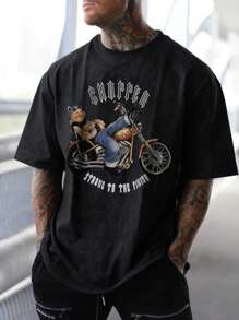 Popeye Collab Men's Casual Cartoon Print Short Sleeve Shirt For Summer - Black - View 2