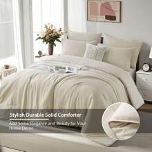 Queen Comforter Set Sage Green, 2 Pcs/3 Pcs Lightweight Comforters Queen Size Solid Bedding Comforters Sets, [1 Comforter, 1 Pc/2 Pcs Pillowcases] Universal All Seasons, Perfect For Your Bedroom Decor, Ideal Gift. - Kaki - 76 - Xem 3