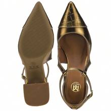 Buckle Strap Pumps Designed Toe High Heel Comfortable Formal Shoes 18300 - Bronze - View 6