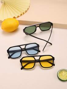 3 Pairs Acrylic Casual Pilot Square Frame Glasses For Teenagers (12-16 Years Old), Suitable For Holidays And As Festival Gifts - Multicolor - View 10