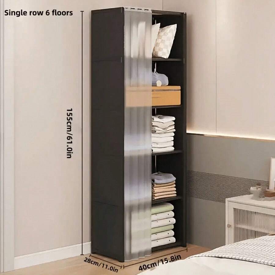 6-Layer Single And Double Row Easy-To-Assemble Bookshelf, Home Simple Clothing Storage Wardrobe, Multi-Functional Dust-Proof Miscellaneous Cabinet, Suitable For Offices, Classrooms, Rental Houses And Dormitories