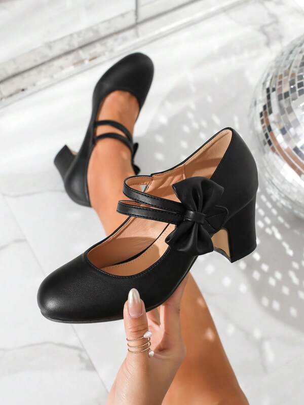 Chaussures à talon haut brides en T babies pour mariage et mode décontractée, talon épais, chaussures de soirée, de travail de bureau et d'extérieur, dessus en velours, convient pour l'automne/l'hiver (Remarque : les chaussures sont légèrement grandes, il est recommandé aux personnes aux pieds étroits de commander 0,5 taille en dessous ou de vérifier la longueur et la largeur du pied avant l'achat)