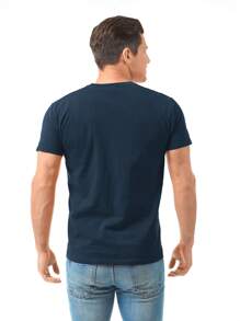 Alfa Romeo Men's Round Neck Cotton T-Shirt - Navy Blue - View 2