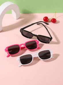 Juego de 3 piezas de gafas rectangulares de colores de tipo macaron plegables y portátiles para niños y niñas de 4 a 12 años, para combinar con atuendos en vacaciones y regalos festivos
