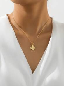 Juego de joyas de aleación de metal con flores de trébol de 4 hojas, adecuado para uso diario, parejas, salidas nocturnas, fiestas y como regalo - Conjunto de joyas - Ver 11