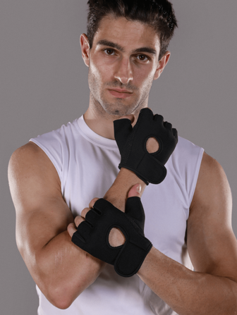 2 piezas Guantes deportivos universales de media-mano transpirables, adecuados para levantamiento de pesas y fitness