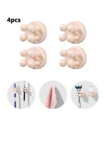 Set de 4 ganchos de silicona autoadhesivos sin clavos, ganchos enchufables, soporte para cepillo de dientes, ganchos organizadores de cables para cocina, baño, aplicables en varias escenas