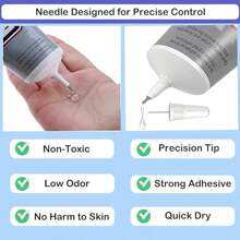 高强度软树脂粘合剂 - 透明无残留手工粘合剂，带精密针尖，适用于 DIY 珠宝和手工艺品，防水，适用于塑料、织物、木材、玻璃、金属 - 透明色 - 查看 11