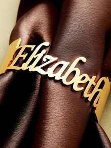 1pc Gold Gold Rose Gold Elizabeth Custom Name Bracelet - Elegant Bohemian Iron Gold Plated, Personalised Letter-Carving, No Inlay, Perfect For Everyday And Party Wear - The Ideal Gift For Friends Thanksgiving Christmas