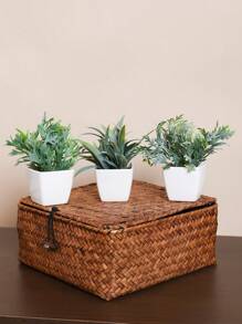 1set (3PCS) Mini Simulation Plant Pot Combination Home Living Room Bathroom Spring Party Table Top Cute Decorative Gift Gifts Birthday Graduation