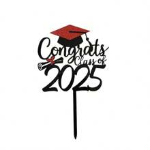 1pc/3pcs Congrats Class Of 2025 Cake Topper Congrats Grad Cap For Happy Graduation Party Cake Decor - Multicolor - View 8