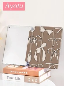 Ayotu Bow-KnotBow 保护套兼容 iPad 10.2 英寸 2021/2020 iPad 第 9/8 代，兼容三星 Galaxy Tab A8 10.5 英寸 2022，标签保护套，带笔架，支持自动睡眠/唤醒盖 - 紫色 - 查看 3