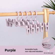 10pcs Clip Hangers Hooks Non-Marking Home Plastic Non-Slip Pants Clips Children Clothes Hangers Skirt Clips Bedroom Wardrobe Clothing Store Bathroom Multipurpose Storage, Simple Spring/Summer