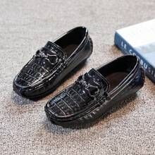 幼儿/婴儿夏季一脚蹬乐福鞋，2025 年新款，英伦风格小皮鞋，适合大孩子 - 黑色 - 查看 2