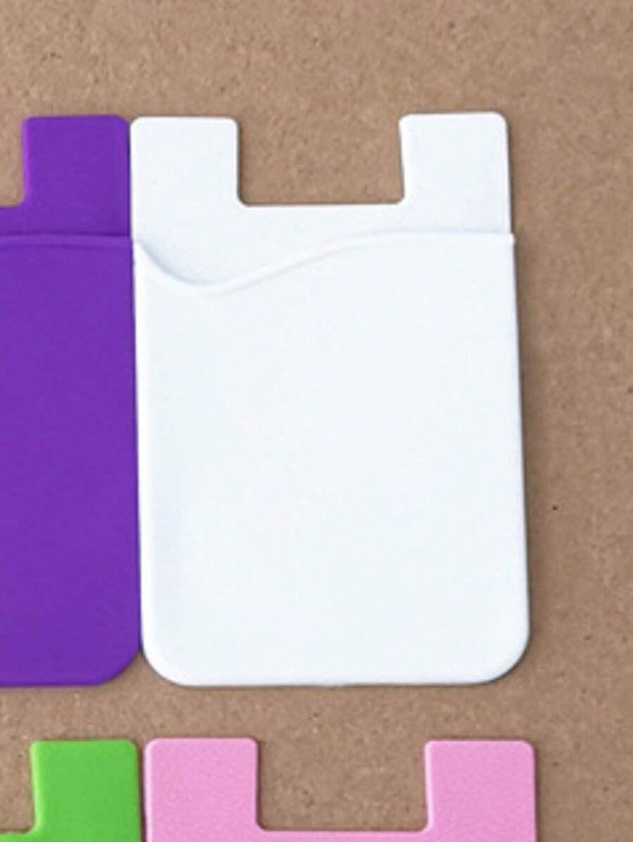 Premium Silicone Cell Phone Card Holder With Adhesive For IPhone Android - White - View 1