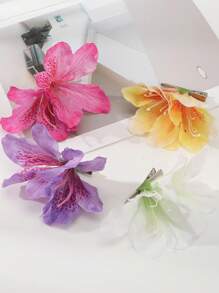 1pc Bohemian Style Flower Hair Clip For Women & Girls, Flower Hair Pin Alligator Clip Hibiscus Hair Clip Suitable For Various Hairstyles, Hawaiian Style Hair Accessory For Wedding, Holiday, Beach Party, Hairpin - Multicolor - View 3