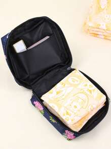 1pc Flamingo Sanitary Napkin Storage Bag, Change Storage Bag, Girly Color Simple Multifunctional Coin Purse, Cosmetic Bag, Tampon Sanitary Napkin Storage Bag, Dormitory Travel Portable Small Bag Is Suitable For School, Work, And Business Trips