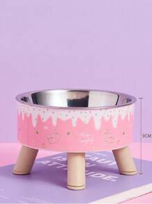 1pc Ice Cream Printed Cat/Dog Lover Gift And Dog/Cat Mom Love Pet Raised Bowl With Neck Support, Anti-Skid Anti-Spill High Capacity Cat/Dog Lover Gift And Dog/Cat Mom Love Pet Food & Water Bowl For Dog Lover And Dog Mom Loves & Cat Lover And Cat Mom Loves