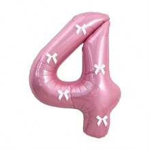 40 英寸白色蝴蝶结设计珠光粉数字 0-9 金属铝箔气球，适合生日派对、情人节、周年纪念、婚礼、订婚、圣诞节、新年装饰 - 珠光粉數字白色蝴蝶結 - 查看 22