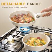20-Piece Nonstick Pots And Pans Set, Detachable Handle Stackable, Induction/Oven  For RV & Home Kitchen, Cream White - 1 - Xem 4