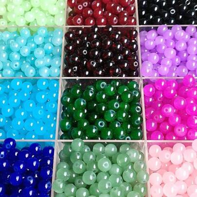 100pcs 8mm Glass Imitation Jade Transparent Glaze Round Beads, Wholesale For DIY Bracelet Necklace Jewelry Making