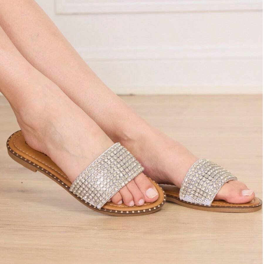 Women Casual Rhinestone Decor Simple Fashion Sandals Stylish Sandals Summer Sandals For Women
