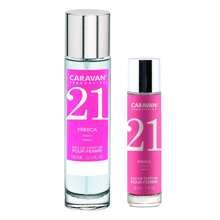Caravan set van 2 flesjes damesparfum van 150 ml+30ml Nº1 met een zachte oriëntaalse geur, Nº21 fris, Nº23 fruitig, Nº26 houtachtig oriëntaals, Nº28 zacht oriëntaals, Nº31 zacht oriëntaals, Nº36 bloemig oriëntaals, Nº42 bloemig, Nº43 fruitig, Nº45 oriëntaals. Gratis bezorging - Veel kleurig - Bekijken 1