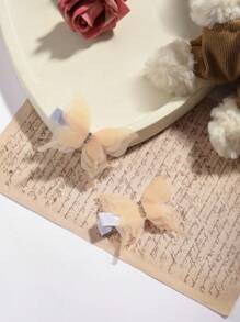 2 件/4 件蝴蝶花发夹，女童蝴蝶结发饰 - 珊瑚橙 - 查看 5