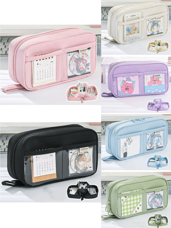 1pc,Large Pencil Case, Stationery Bag, Pencil Case, Large Capacity Pencil Case, Handheld Pencil Case, Stationery Case, Cosmetics, Portable Gift, For Office, School, Teens, Men, Women, Adults
