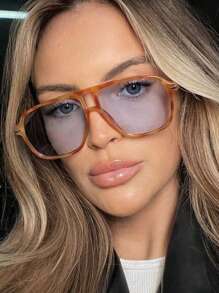 1pc Women's Fashionable Square Fashion Glasses, Casual And Suitable For Vacation
